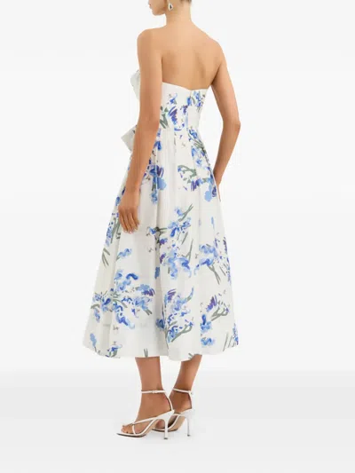 Rebecca Vallance Bluebell Belted Draped Floral-print Organza Midi Dress In Multi