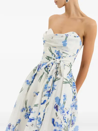 Rebecca Vallance Bluebell Belted Draped Floral-print Organza Midi Dress In Multi