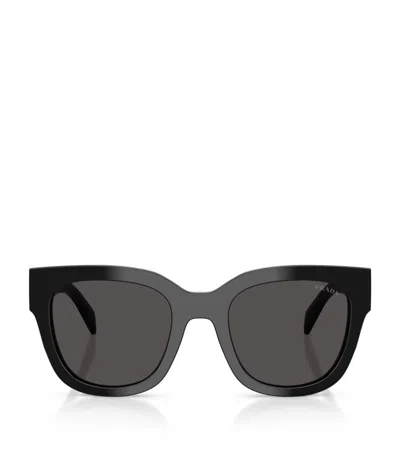Prada Logo Rectangle-frame Sunglasses In Black