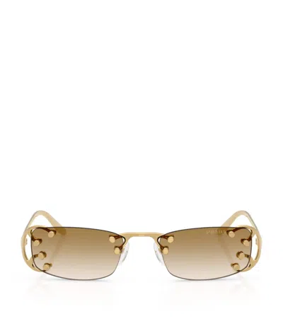 Prada 52mm Gradient Rectangular Sunglasses In Gold