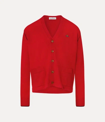 Vivienne Westwood Embroidered Cardigan With Pockets And V-neck In Red