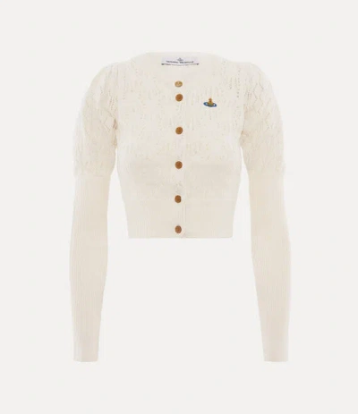 Vivienne Westwood Embroidered-logo Crop-length Cardigan In White