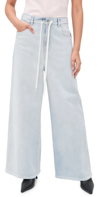 Mm6 Maison Margiela Drawstring Wide Leg Jeans In Blue