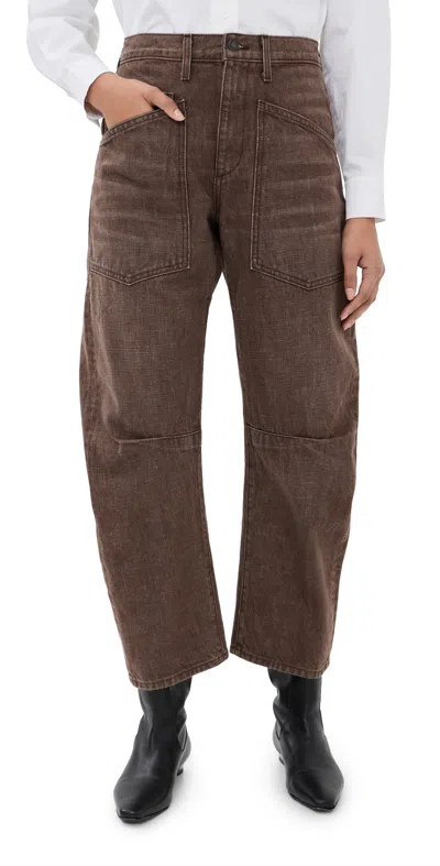 Nili Lotan Shon Mid-rise Barrel-leg Jeans In Brown