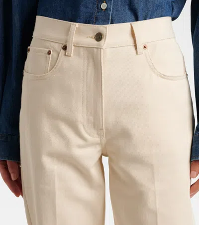 Valentino Pleated Gold Detail Jeans In White