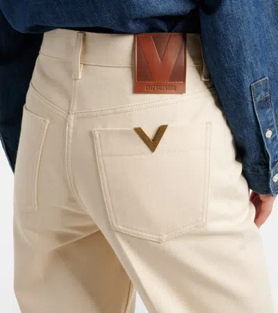 Valentino Pleated Gold Detail Jeans In White