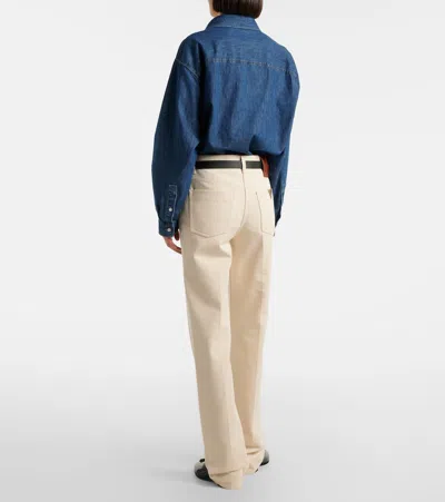 Valentino Pleated Gold Detail Jeans In White