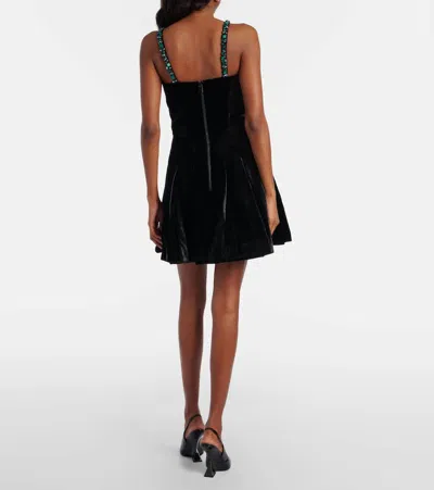 Balmain Embellished Strappy Velvet Dress In Black