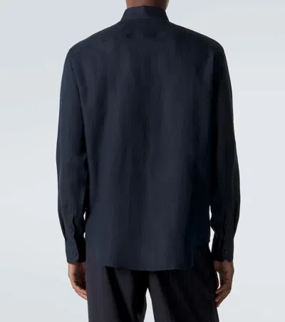Giorgio Armani Cotton-blend Shirt In Black