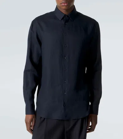 Giorgio Armani Cotton-blend Shirt In Black