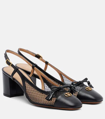 Valentino Garavani Valet Du Roi Slingback Pump In Mesh And Kidskin 60mm Woman Black 41.5 In Black
