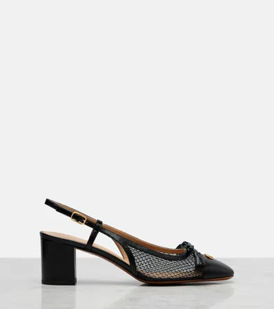 Valentino Garavani Valet Du Roi Slingback Pump In Mesh And Kidskin 60mm Woman Black 41.5 In Black