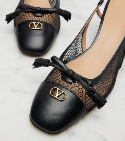 Valentino Garavani Valet Du Roi Slingback Pump In Mesh And Kidskin 60mm Woman Black 41.5 In Black
