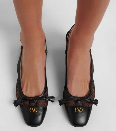 Valentino Garavani Valet Du Roi Slingback Pump In Mesh And Kidskin 60mm Woman Black 41.5 In Black
