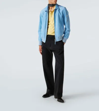 Tom Ford Contrast Piping Silk Polo T-shirt In Yellow