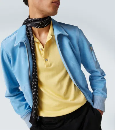 Tom Ford Contrast Piping Silk Polo T-shirt In Yellow