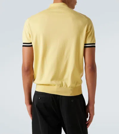 Tom Ford Contrast Piping Silk Polo T-shirt In Yellow