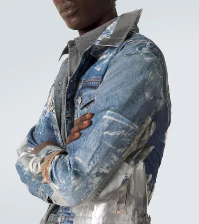 Acne Studios Printed Denim Jacket In Multi