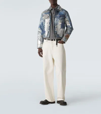 Acne Studios Printed Denim Jacket In Multi