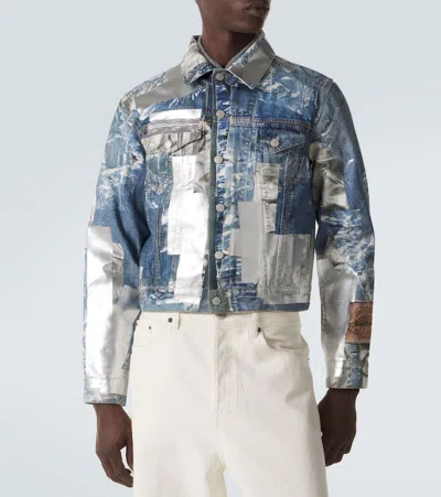 Acne Studios Printed Denim Jacket In Multi
