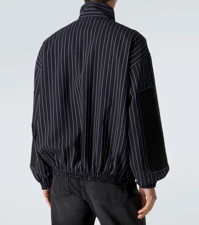 Acne Studios Striped Jacket High Collar Elasticated Cuffs In Black