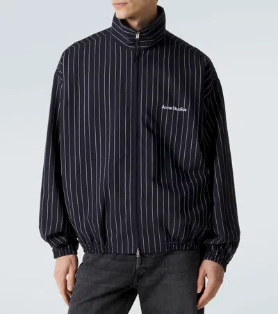 Acne Studios Striped Jacket High Collar Elasticated Cuffs In Black