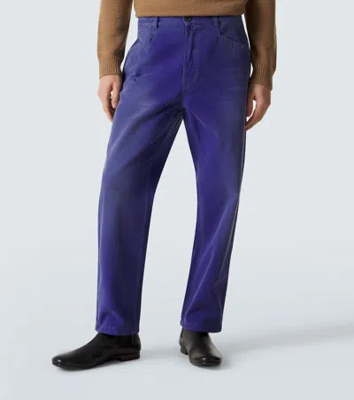 Prada Ld-effect Twill Pants In Purple