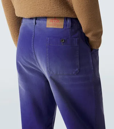 Prada Ld-effect Twill Pants In Purple