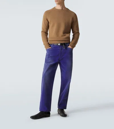 Prada Ld-effect Twill Pants In Purple