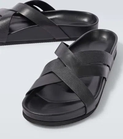 Tom Ford Sandals Open Toe Cross Strap Textured Sole In Black