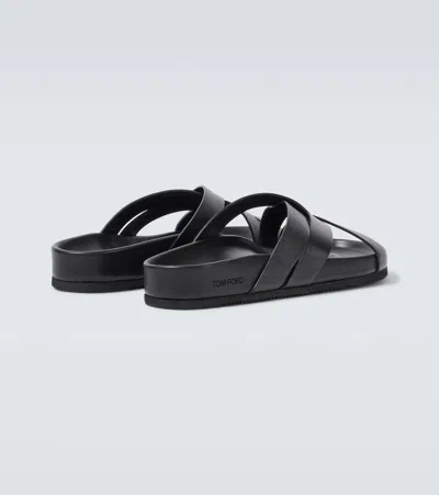 Tom Ford Sandals Open Toe Cross Strap Textured Sole In Black