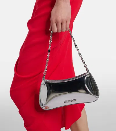 Jacquemus Le Petit Bisou Chain Rectangular Shoulder Bag In Silver