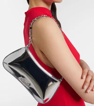 Jacquemus Le Petit Bisou Chain Rectangular Shoulder Bag In Silver