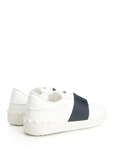 Valentino Garavani Open Leather Sneakers With Contrast Band And Stud Details Shoes In White