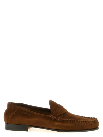 Tom Ford Ripley Loafers Penny Strap Round Toe Suede In Brown