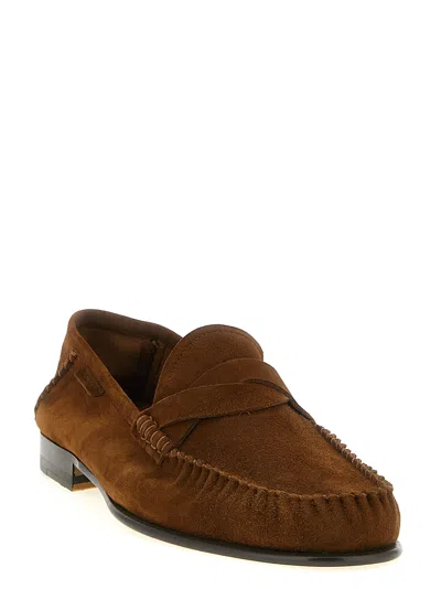 Tom Ford Ripley Loafers Penny Strap Round Toe Suede In Brown