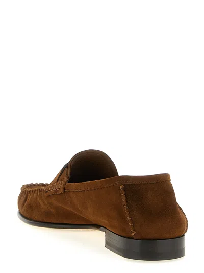 Tom Ford Ripley Loafers Penny Strap Round Toe Suede In Brown