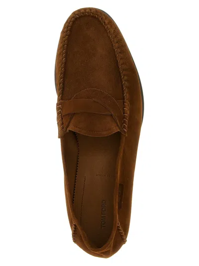 Tom Ford Ripley Loafers Penny Strap Round Toe Suede In Brown