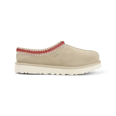 Ugg Tasman Ii Beige Mules With Round Toe And Embroidered Detail In Leather Woman In Brown