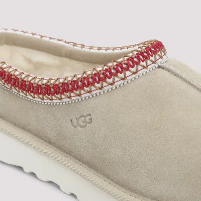 Ugg Tasman Ii Beige Mules With Round Toe And Embroidered Detail In Leather Woman In Brown
