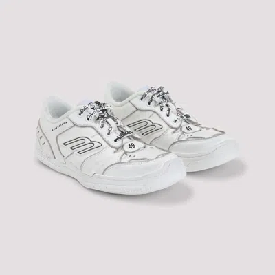 Balenciaga Women Hamptons Worn-out Leather Low-top Sneakers In Neutral