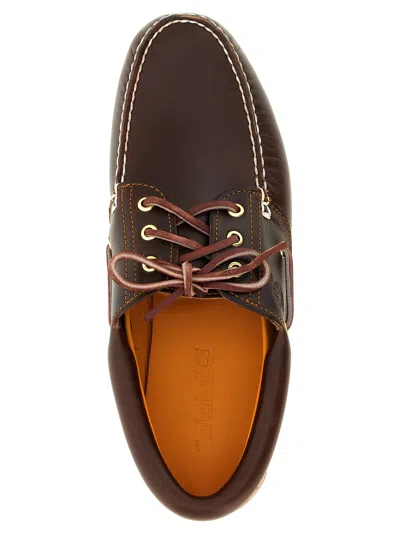 Timberland Authentic Brown Loafers With Embossed Logo On The Side In Leather Man In Burgundy