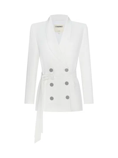 L'agence Aven Wrap Blazer In White