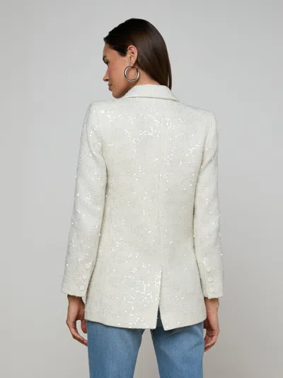 L'agence Cambrie Oversized Sequin Blazer In White