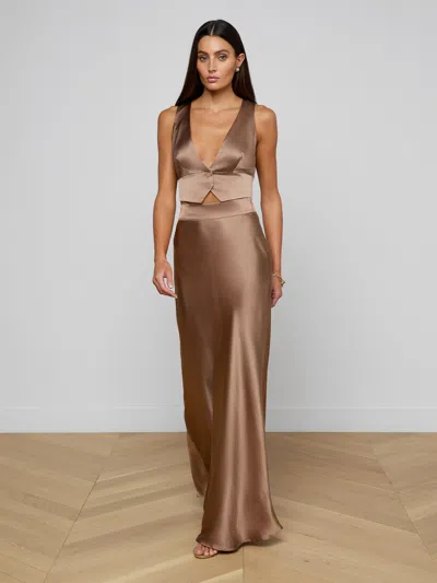 L'agence Devony Silk Vest In Brown