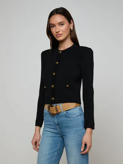 L'agence Patsy Cropped Cardigan In Black
