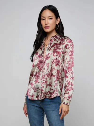 L'agence Tyler Silk Button-front Blouse In Pink