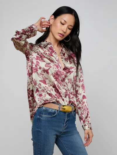 L'agence Tyler Silk Button-front Blouse In Pink