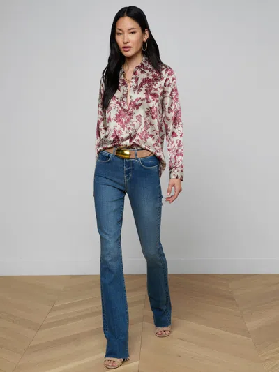 L'agence Tyler Silk Button-front Blouse In Pink