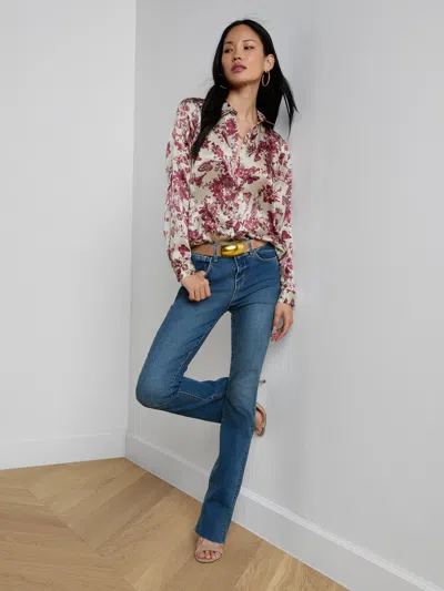 L'agence Tyler Silk Button-front Blouse In Pink